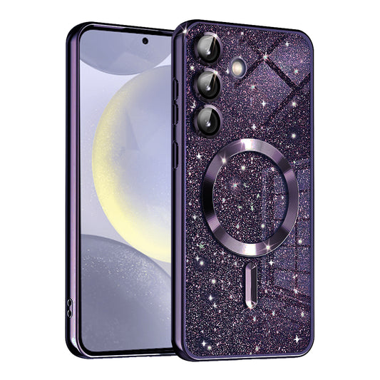 MagSafe pouzdro pro Samsung Galaxy S24 S921, Techsuit, Luxury Glitter, Tmavě fialová