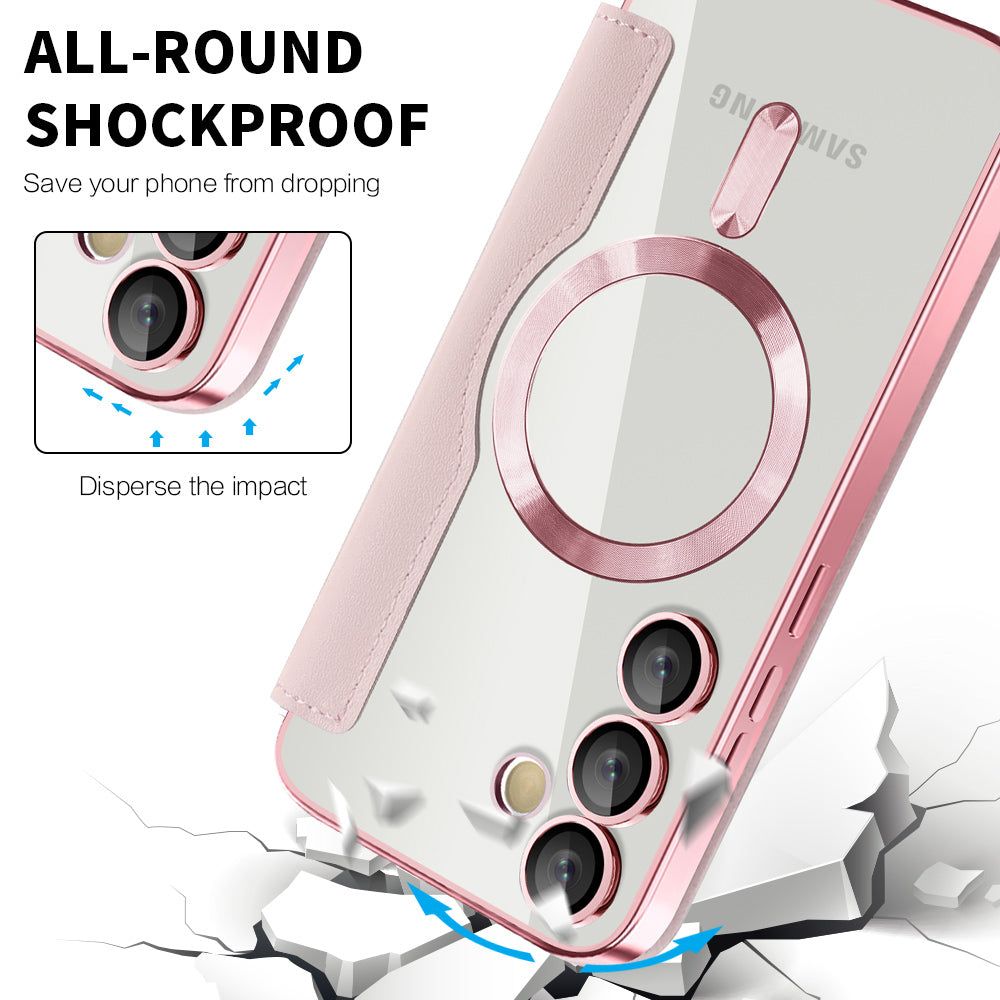 MagSafe Case for Samsung Galaxy S24 S921, Techsuit, SmartMag Book, Pink