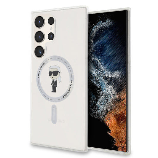 Pouzdro MagSafe pro Samsung Galaxy S24 Ultra S928, Karl Lagerfeld, IML Ikonik Karl, Průhledné