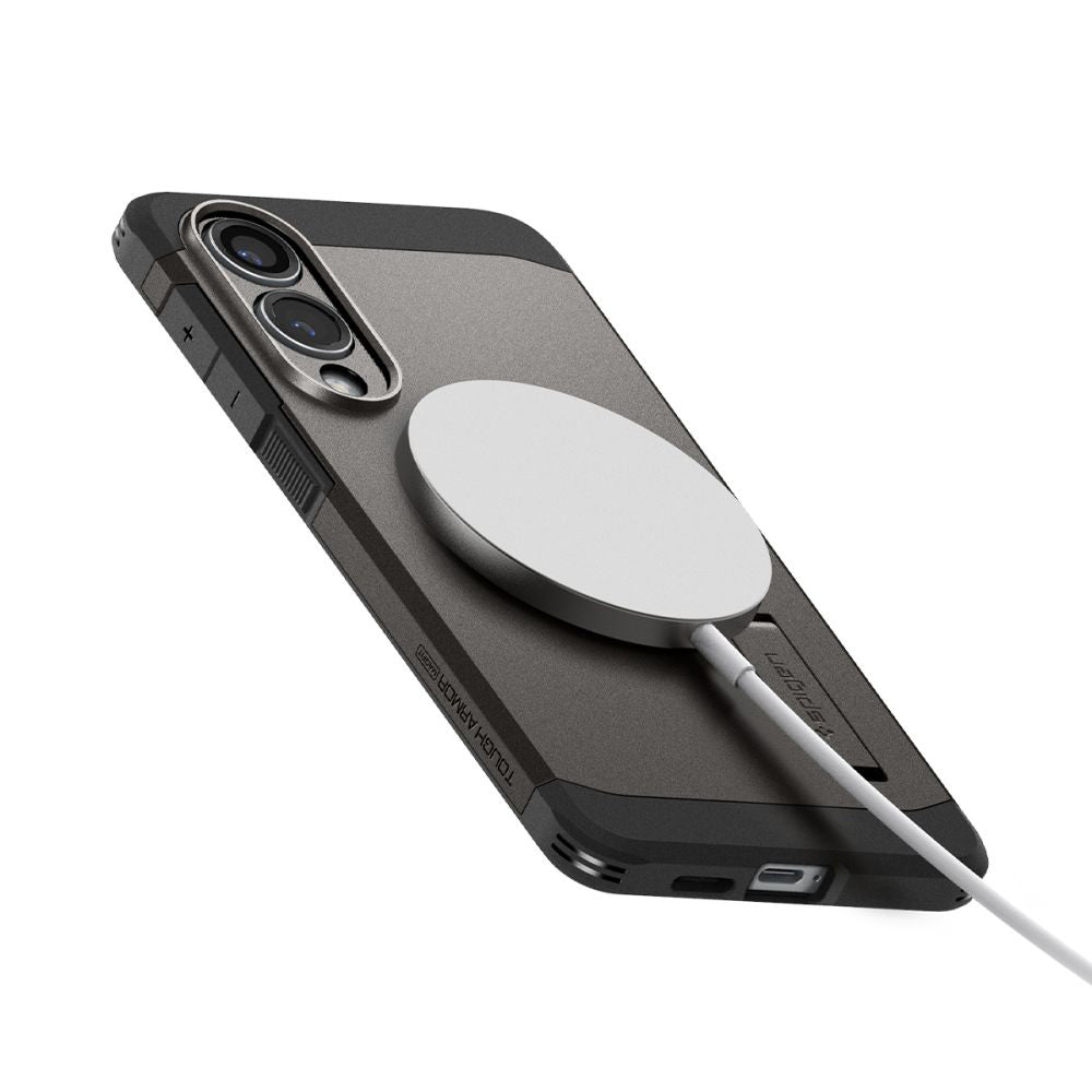 Pouzdro MagSafe pro Samsung Galaxy S25 Edge S937, Spigen, Tough Armor, Šedé ACS09423