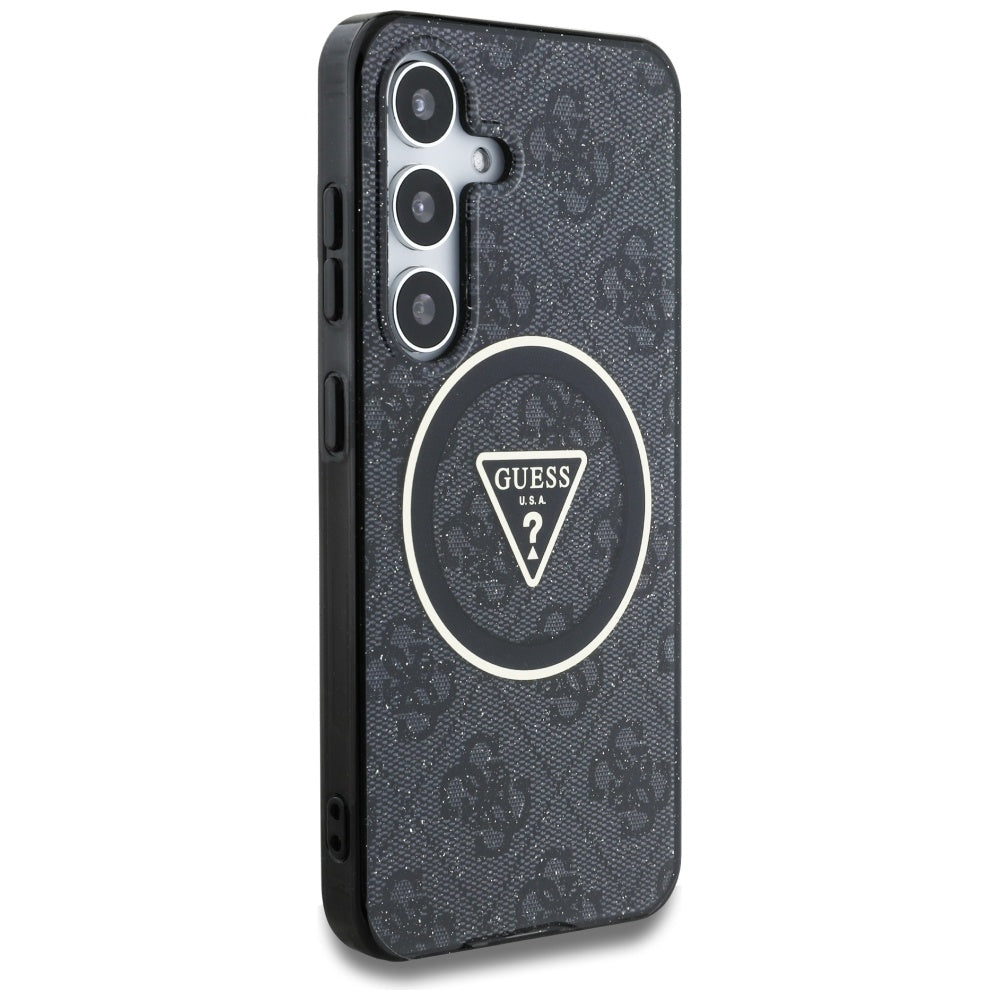 Pouzdro MagSafe pro Samsung Galaxy S25+ S936, Guess, IML Glitter 4G Circle Triangle, Černá