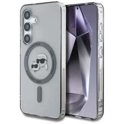 Pouzdro MagSafe pro Samsung Galaxy S25+ S936, Karl Lagerfeld, IML Metal Karl & Choupette's Heads, Černá