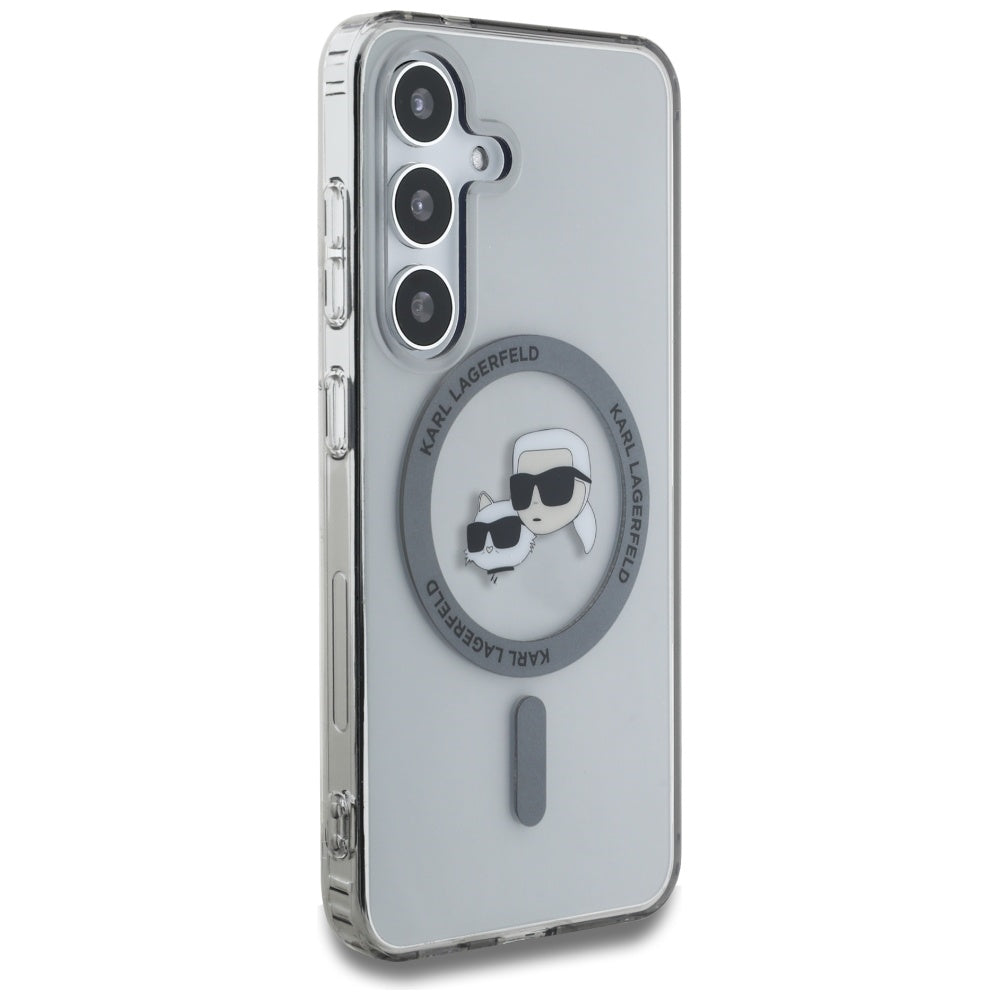 Pouzdro MagSafe pro Samsung Galaxy S25+ S936, Karl Lagerfeld, IML Metal Karl & Choupette's Heads, Černá