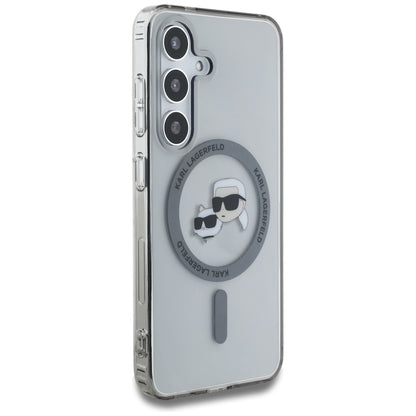 Pouzdro MagSafe pro Samsung Galaxy S25+ S936, Karl Lagerfeld, IML Metal Karl & Choupette's Heads, Černá