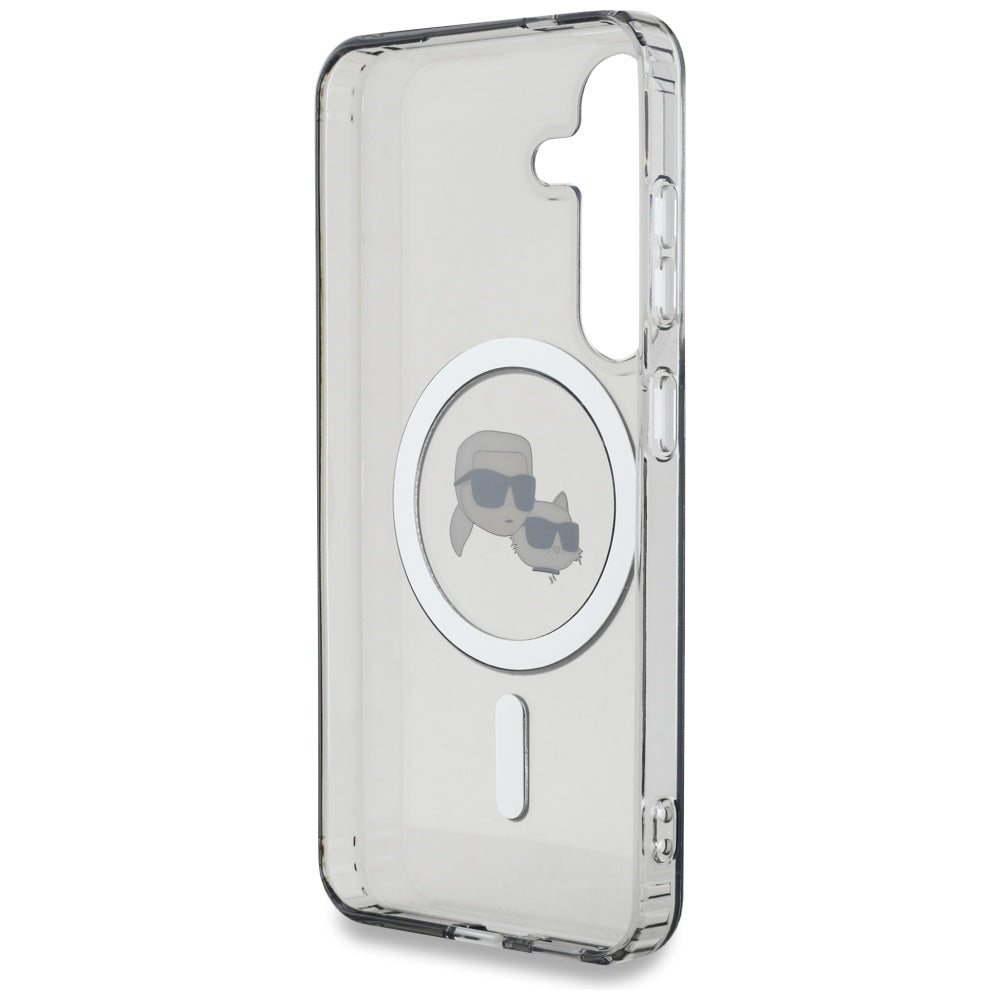 Pouzdro MagSafe pro Samsung Galaxy S25+ S936, Karl Lagerfeld, IML Metal Karl & Choupette's Heads, Černá