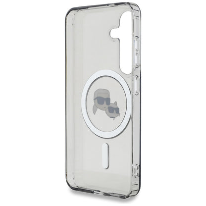 Pouzdro MagSafe pro Samsung Galaxy S25+ S936, Karl Lagerfeld, IML Metal Karl & Choupette's Heads, Černá