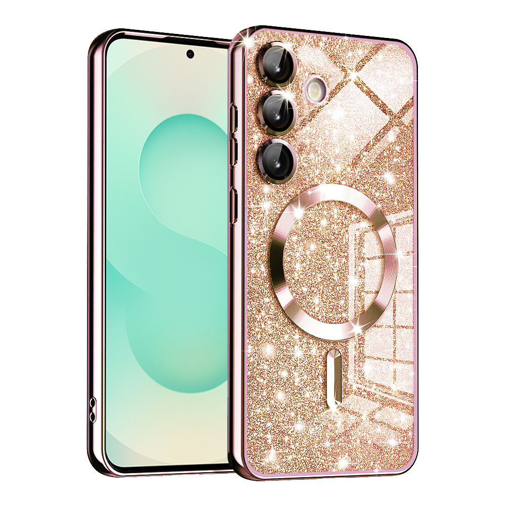 MagSafe pouzdro pro Samsung Galaxy S25+ S936, Techsuit, Luxury Glitter, Růžově zlaté