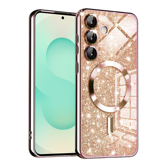 MagSafe pouzdro pro Samsung Galaxy S25+ S936, Techsuit, Luxury Glitter, Růžově zlaté