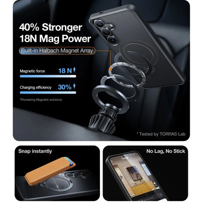 Pouzdro MagSafe pro Samsung Galaxy S25+ S936, Torras, Ostand Spin, Černá