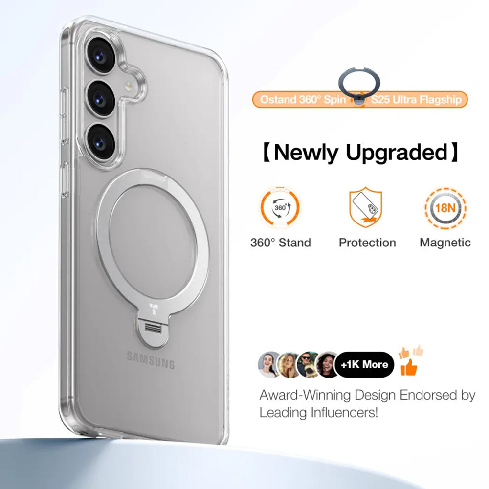 Pouzdro MagSafe pro Samsung Galaxy S25+ S936, Torras, Ostand Spin, Průhledné