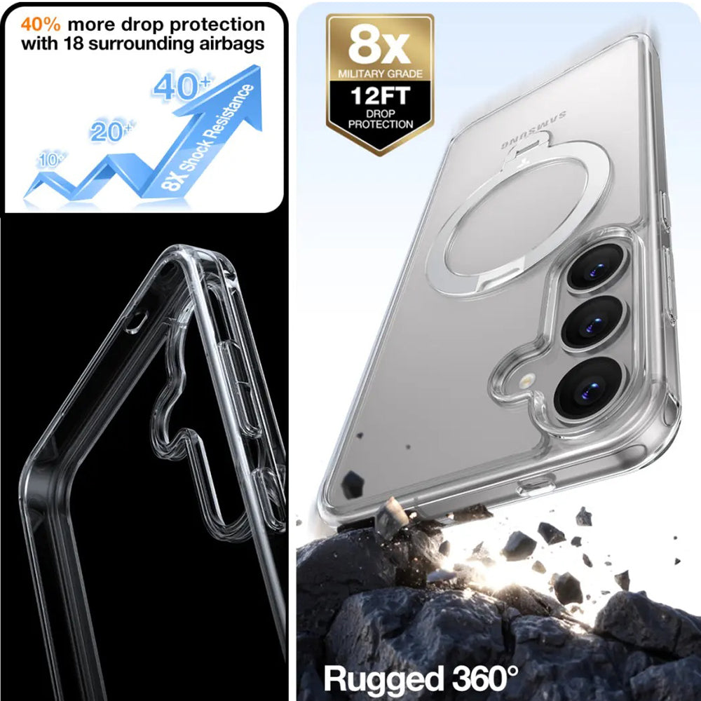 Pouzdro MagSafe pro Samsung Galaxy S25+ S936, Torras, Ostand Spin, Průhledné