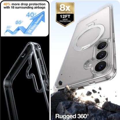 Pouzdro MagSafe pro Samsung Galaxy S25+ S936, Torras, Ostand Spin, Průhledné
