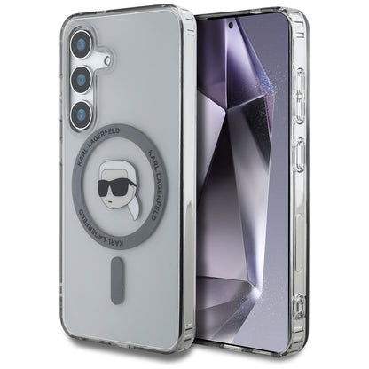 Pouzdro MagSafe pro Samsung Galaxy S25 S931, Karl Lagerfeld, IML Karl's Head, Černá