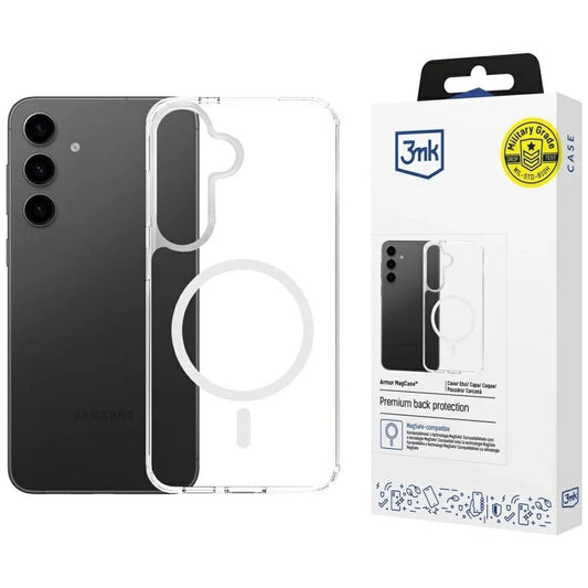MagSafe pouzdro pro Samsung Galaxy S25 S931 / S24 S921, 3MK, Armor MagCase, Průhledné
