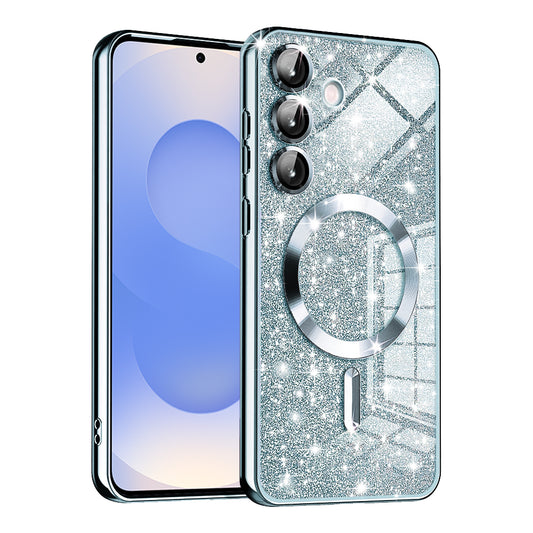 MagSafe pouzdro pro Samsung Galaxy S25 S931, Techsuit, Luxury Glitter, Bleu