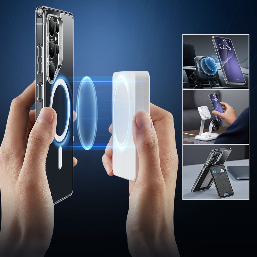Pouzdro MagSafe pro Samsung Galaxy S25 Ultra S938, ESR, Classic Hybrid, Průhledné