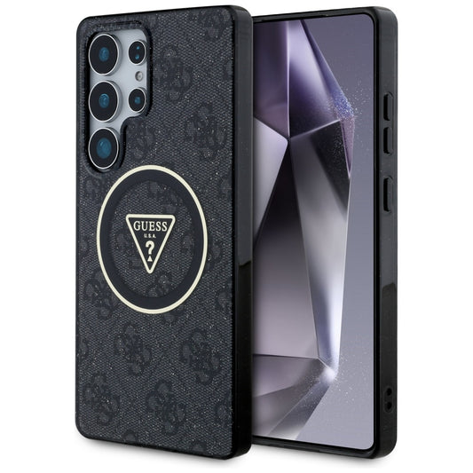Pouzdro MagSafe pro Samsung Galaxy S25 Ultra S938, Guess, IML Glitter 4G Circle Triangle, Černá