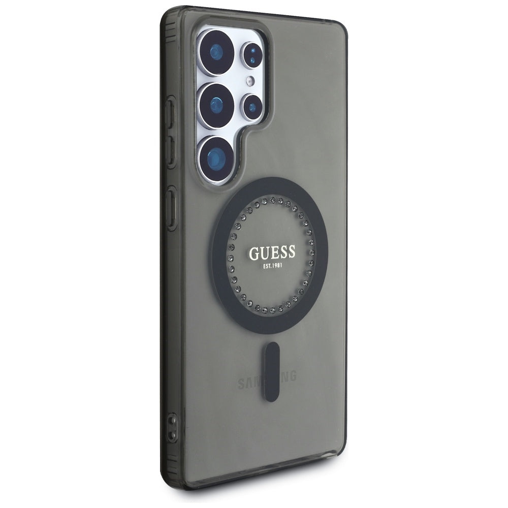 Pouzdro MagSafe pro Samsung Galaxy S25 Ultra S938, Guess, IML Rhinestone, Černá