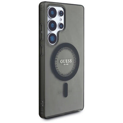 Pouzdro MagSafe pro Samsung Galaxy S25 Ultra S938, Guess, IML Rhinestone, Černá