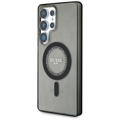 Pouzdro MagSafe pro Samsung Galaxy S25 Ultra S938, Guess, IML Rhinestone, Černá