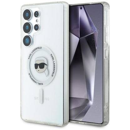 Pouzdro MagSafe pro Samsung Galaxy S25 Ultra S938, Karl Lagerfeld, IML Karl's Head, Bílá