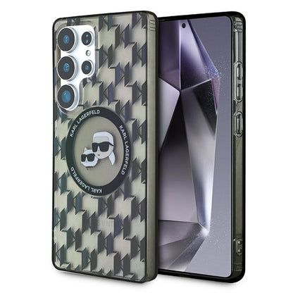 Pouzdro MagSafe pro Samsung Galaxy S25 Ultra S938, Karl Lagerfeld, IML Monogram Karl & Choupette's Heads, Černá