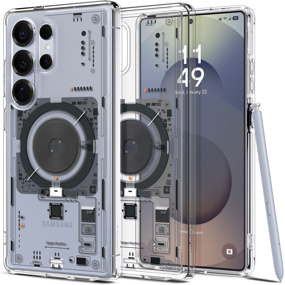 Pouzdro MagSafe pro Samsung Galaxy S25 Ultra S938, Spigen, Ultra Hybrid Neo One, Průhledné
