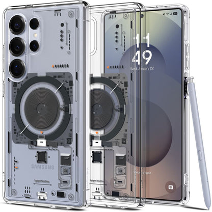 Pouzdro MagSafe pro Samsung Galaxy S25 Ultra S938, Spigen, Ultra Hybrid Neo One, Průhledné