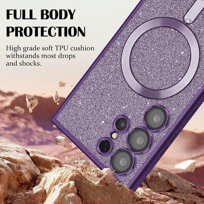 MagSafe Case for Samsung Galaxy S25 Ultra S938, Techsuit, Luxury Glitter, Light Green