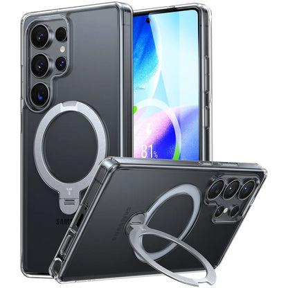 Pouzdro MagSafe pro Samsung Galaxy S25 Ultra S938, Torras, Ostand Spin, Průhledné