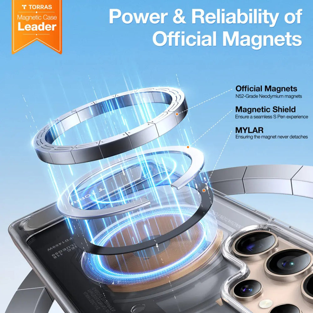 MagSafe Case for Samsung Galaxy S25 Ultra S938, Torras, Pstand, Transparent