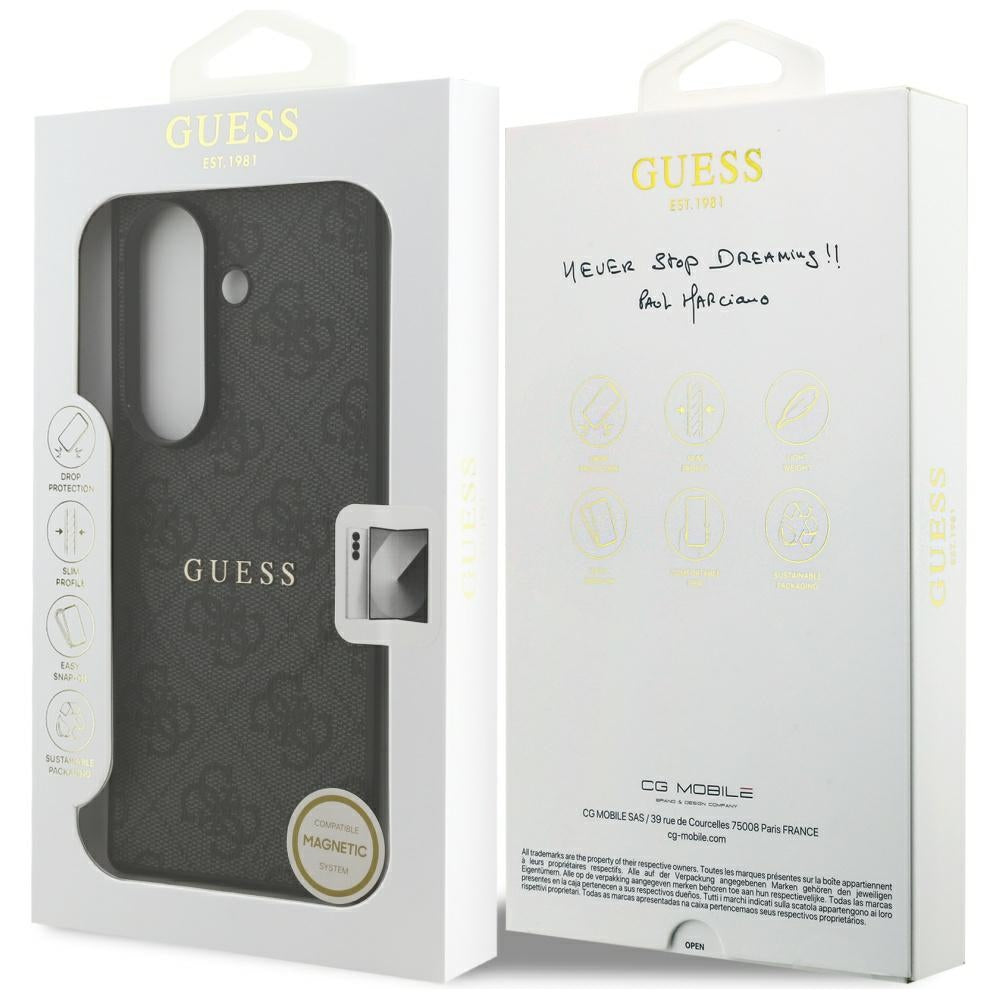 MagSafe pouzdro pro Samsung Galaxy S26 FE S741, Guess, 4G Embossed Ring Classic Logo, černé