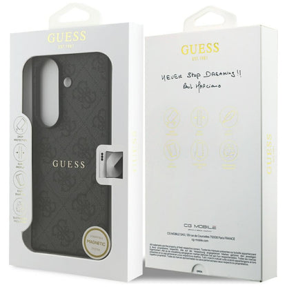 MagSafe pouzdro pro Samsung Galaxy S26 FE S741, Guess, 4G Embossed Ring Classic Logo, černé