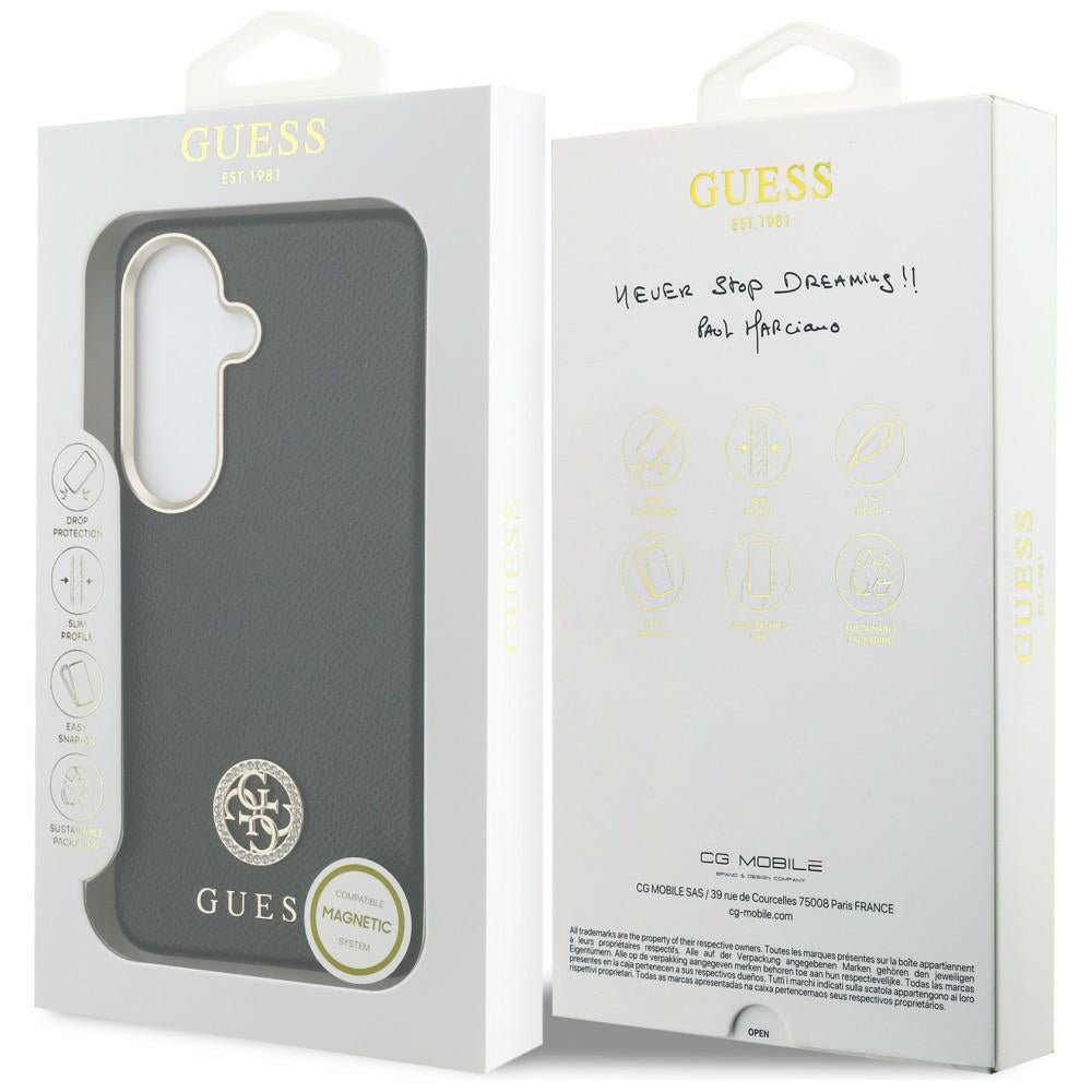 Pouzdro MagSafe pro Samsung Galaxy S26 Plus S947, Guess, Rhinestone Round Logo, Černá