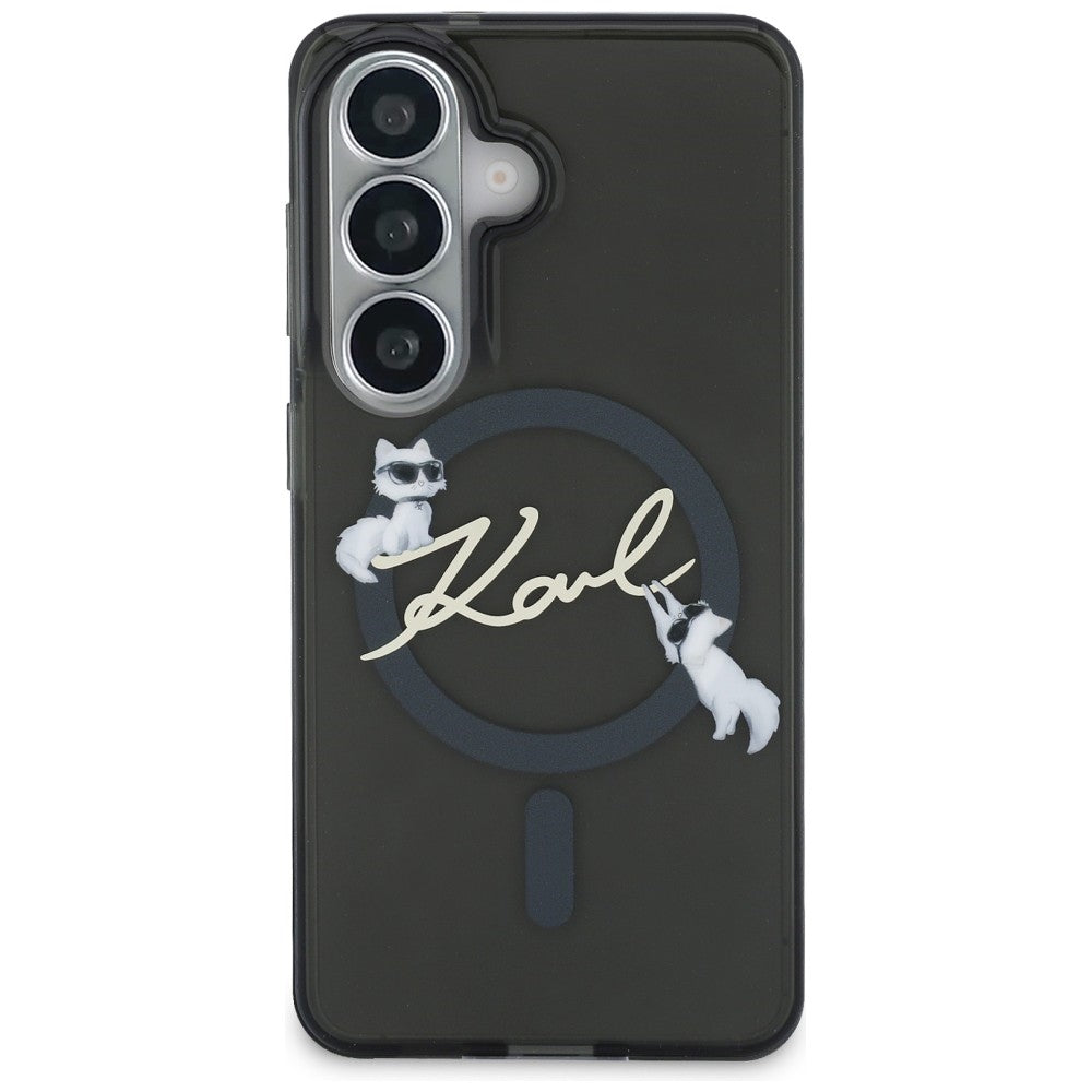 MagSafe pouzdro pro Samsung Galaxy S26 Plus S947, Karl Lagerfeld, IML Choupette Karl Script Logo, Černá