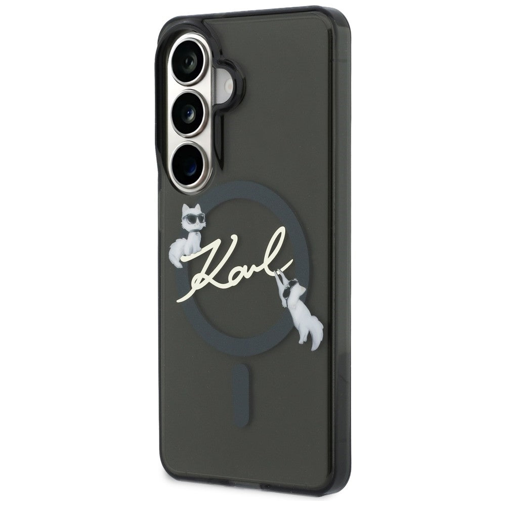 MagSafe pouzdro pro Samsung Galaxy S26 Plus S947, Karl Lagerfeld, IML Choupette Karl Script Logo, Černá