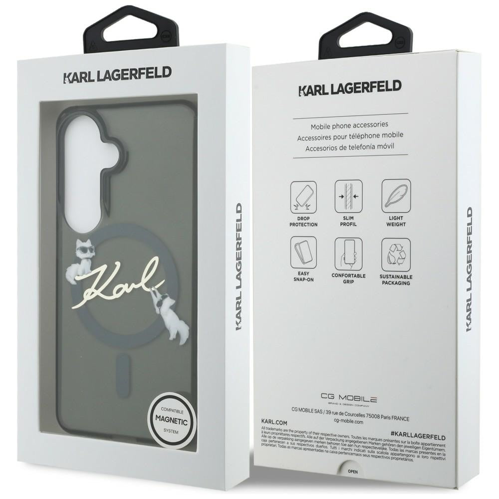 MagSafe pouzdro pro Samsung Galaxy S26 Plus S947, Karl Lagerfeld, IML Choupette Karl Script Logo, Černá