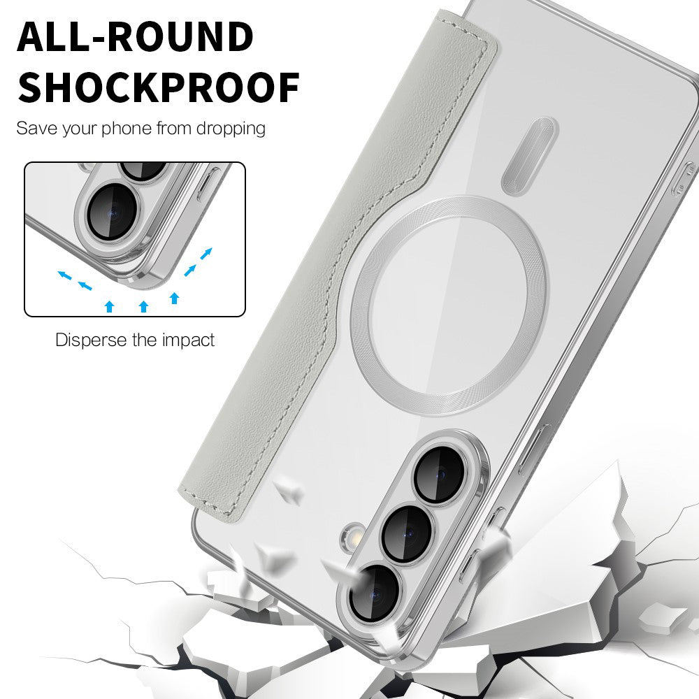 Pouzdro MagSafe pro Samsung Galaxy S26 Plus, Techsuit, SmartMag Book, Šedé