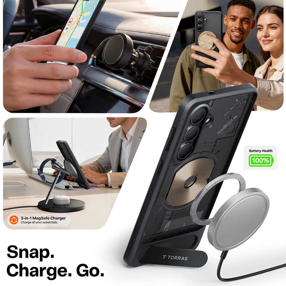 Pouzdro MagSafe pro Samsung Galaxy S26 Plus, Torras, Pstand, Černá