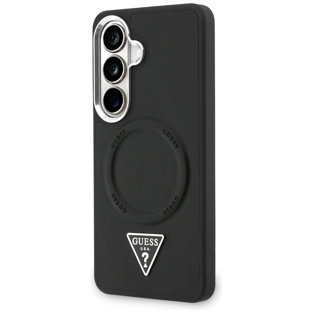 Pouzdro MagSafe pro Samsung Galaxy S26 S942, Guess, Embossed Ring Triangle Logo, Černá