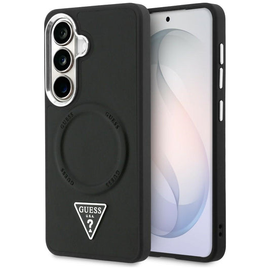 Pouzdro MagSafe pro Samsung Galaxy S26 S942, Guess, Embossed Ring Triangle Logo, Černá