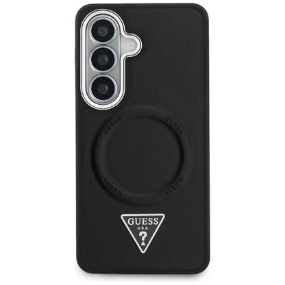 Pouzdro MagSafe pro Samsung Galaxy S26 S942, Guess, Embossed Ring Triangle Logo, Černá