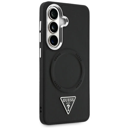 Pouzdro MagSafe pro Samsung Galaxy S26 S942, Guess, Embossed Ring Triangle Logo, Černá