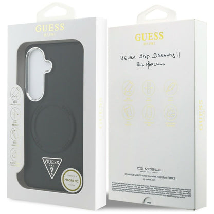 Pouzdro MagSafe pro Samsung Galaxy S26 S942, Guess, Embossed Ring Triangle Logo, Černá