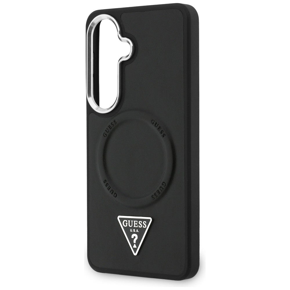 Pouzdro MagSafe pro Samsung Galaxy S26 S942, Guess, Embossed Ring Triangle Logo, Černá