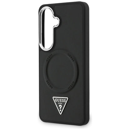 Pouzdro MagSafe pro Samsung Galaxy S26 S942, Guess, Embossed Ring Triangle Logo, Černá