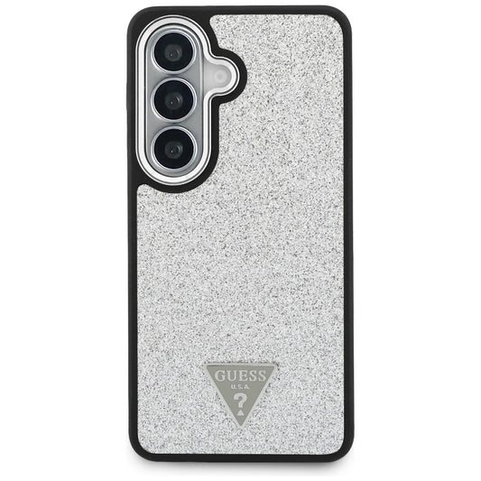 MagSafe pouzdro pro Samsung Galaxy S26 S942, Guess, pevné třpytivé trojúhelníkové logo, stříbrné