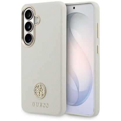 Pouzdro MagSafe pro Samsung Galaxy S26 S942, Guess, Rhinestone Round Logo, Béžová