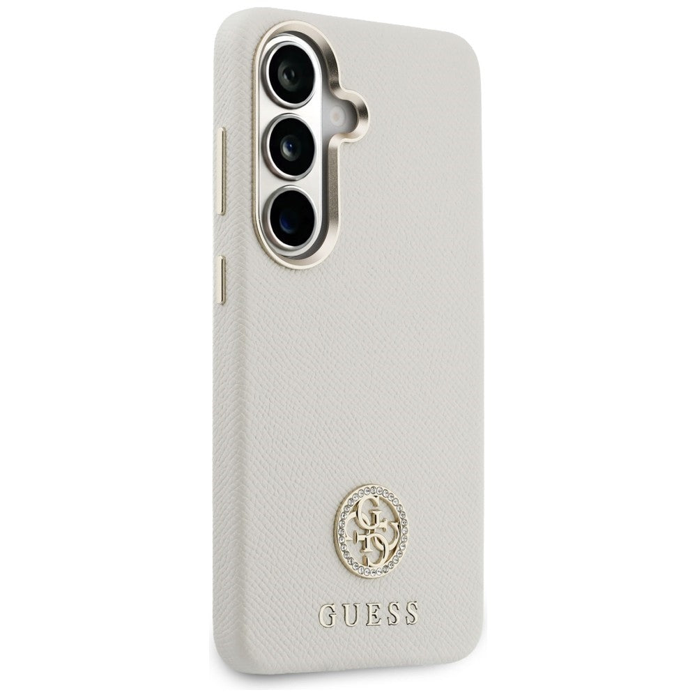 Pouzdro MagSafe pro Samsung Galaxy S26 S942, Guess, Rhinestone Round Logo, Béžová