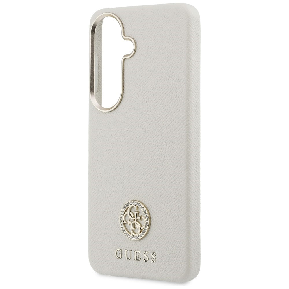 Pouzdro MagSafe pro Samsung Galaxy S26 S942, Guess, Rhinestone Round Logo, Béžová